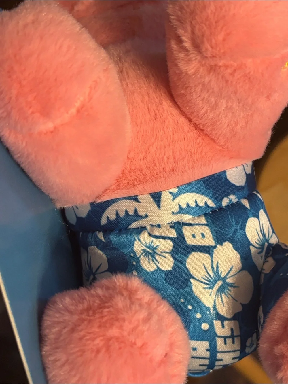 Vibrant Pink Plush Pig with Blue Floral Swimsuit Soft Squeaky Snuggle Toy